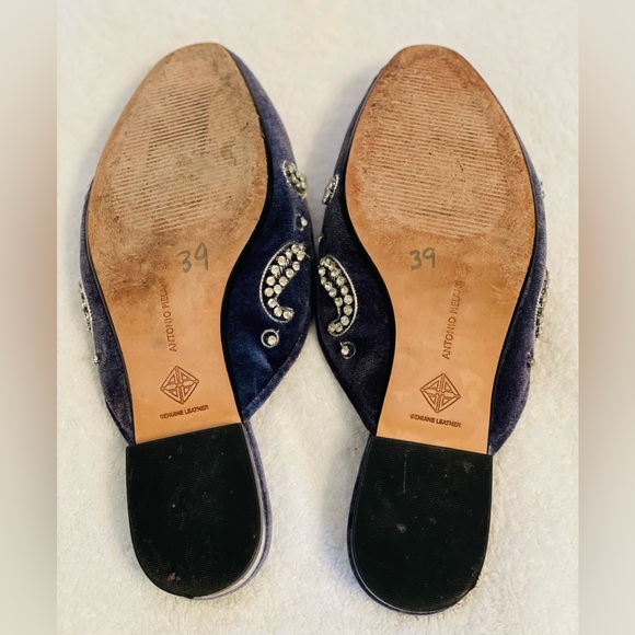 ANTONIO MELANI Genuine Leather | Velvet Embellished Flats | Offers Welcome SZ 6M - Picture 13 of 13